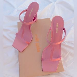 Pink Satin Cult Gaia Strap Heels